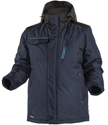 Högert Technik vinterarbetsjacka REN, varm utomhus-kall skyddsjacka, vattentät, reflekterande, med huva, marinblå, 2XL, vindtät, perfekt för bygg och hantverk, blå, XXL