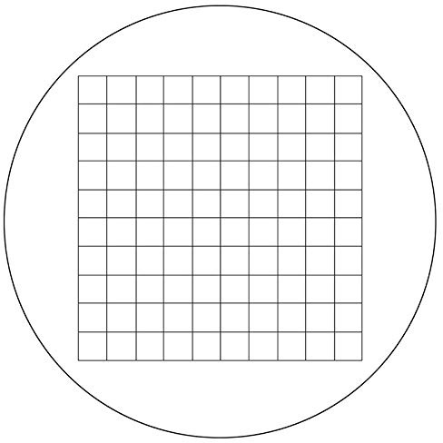 BoliOptics Microscope Eyepiece Reticle Net Grid Micrometer 10x10mm, 100 Squares, Dia. 24mm 1.5mm RT20105161