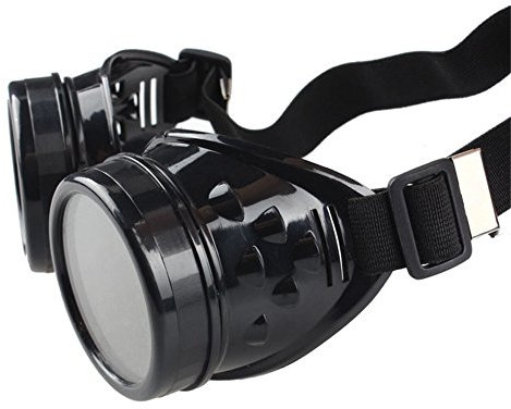 Abaobao 1 Paar Vintage Viktorianischen Stil Steampunk Brille Schweißerbrille Cosplay Runde Rave Punk Brille (schwarz)