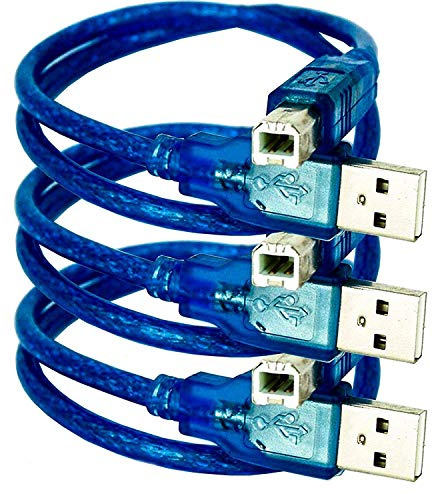 AZDelivery 3 x blaues USB-B auf USB-A Kabel kompatibel Mega 2560, Arduino und jeglichen Entwicklungsboards und Mikrocontroller