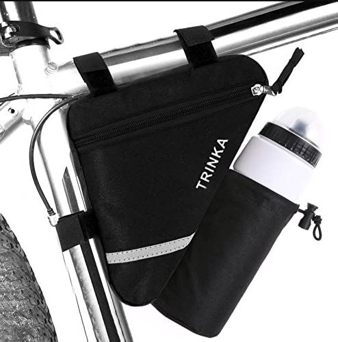 Wommty Bike Triangle Cycling Bicycle Front Tube Frame Pouch Saddle Bag With Reflective Stripe - Cycling Bike Front Pack With Water Bottle Pocket