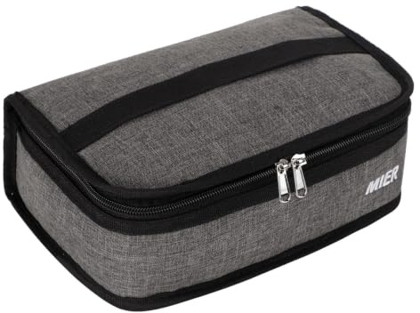 MIER Small Lunch Bag Insulated Compact Cooler for Backpack, Grey, 3L | Cool Bag Keep Cold/Hot/Fresh, Water-resistant,Easy to Carry/Clean, Fits a Water Bottle,Perfect for Work, Travel & Picnics