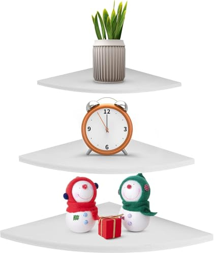 Petyoung 3Pcs Eckwandregale Weiß Schwimmende Eckregal Wandregal Bücherregale Wohnmöbel Büro Dekor