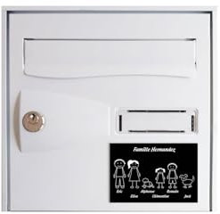 DECOHO - Plaque de Maison personnalisée Family - Plaque boîte aux Lettres Plastique Noire - 6 Membres, Gravure Laser, 12x8 cm, adhésif 3M