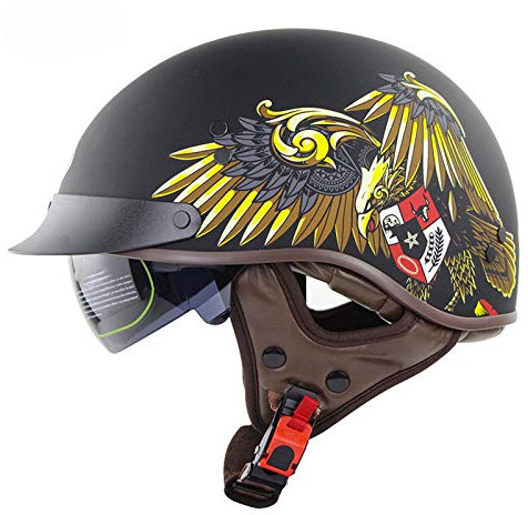 GAOZ Vintage Helmets Casco Scodella da Motociclista Mezzo Casco retrò Jet Unisex con Visiera Casco Aperto Faccia Chopper Cruiser Casco Protettivo Anticollisione Omologato ECE