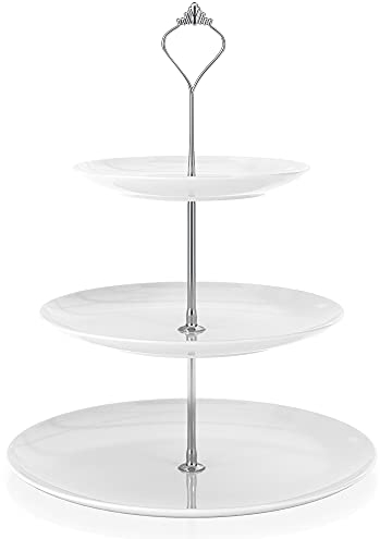 Intirilife Alzata per torte in porcellana a 3 piani - Alzata etagere per torte, muffin, frutta e molto altro