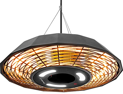 TROTEC Infrarot-Deckenheizstrahler IR 2010 SC – 2.000 W, 360° Rundumwärme, LED-Beleuchtung, IP45 wetterfest, Fernbedienung, Aluminiumgehäuse, für Terrasse & Gastronomie