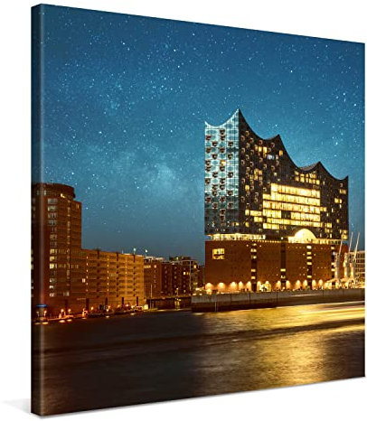 PICANOVA – Premium Leinwanddruck – Leinwandbild Hamburg Hamburger Elbphilharmonie 80x80cm – Kunstdruck Auf 2cm Holz-Keilrahmen Für Schlaf- Und Wohnzimmer – Kollektion Deutschland
