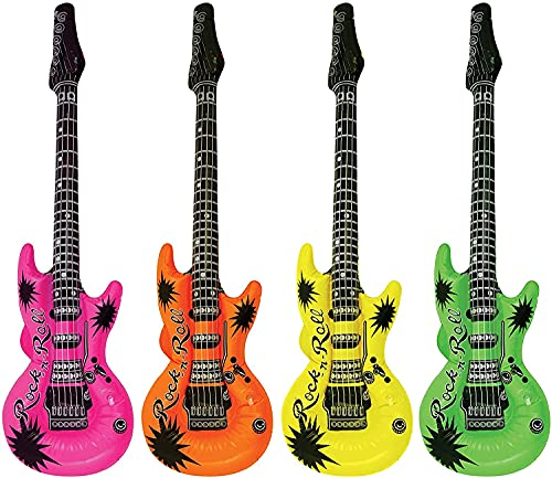 Mr. Gadget's Solutions 2 Pack Large 95CM Inflatable Electric Guitar Toy - Rock and Roll Theme, Multicolor Guitar Toy, Ages 3+
