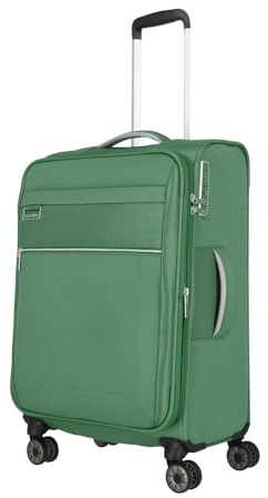 Travelite Reisekoffer mittelgroß mit Dehnfalte, nachhaltig, 4 Rollen, MIIGO, Weichgepäck Trolley aus recyceltem Material, TSA Schloss, 67 cm, 61-66 Liter
