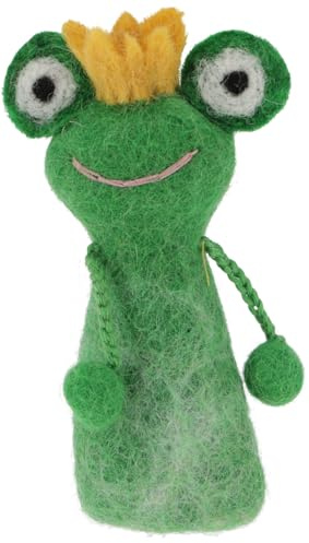 Handgemachte Fingerpuppe aus Filz für Kinder, Unikat, Froschkönigin | 100% Wolle, handgefertigt, vielseitig einsetzbar, fördert Kreativität, Spielzeug