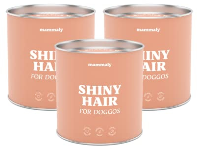 Fellpflege Leckerlis Hund mit Bierhefe & Biotin 325g (3X Dosen) - Shiny Hair von mammaly - Snacks gegen Haarausfall & Juckreiz Hunde mit Probiotika – Vitamin Komplex (C, E, D3, Beta-Carotin, Zink)