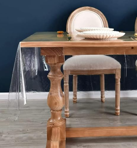 Best House Clear PVC Table Protector, Waterproof, Oil Proof Transparent Table Cover Clear Plastic Table Cloth Cover for Kitchen Office and Dining Table (L x W)(100 X 137 cm)
