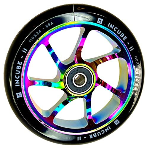 Ethic DTC Incube II Stunt-Scooter 110mm Spoked Wheel Trick Roller Ersatz Rad Park Rolle + Fantic26 Sticker (Rainbow)