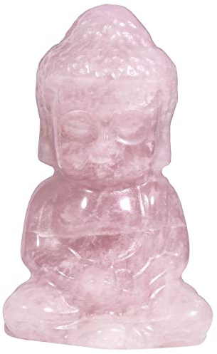 KYEYGWO 2 Inches Rose Quartz Meditation Buddha Statue for Home Decor