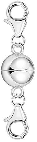 925 Sterling Silver Magnetic Necklace Clasps Large Double Lobster Clasps | Strong Magnetic Clasps 925 Jewelry Making Findings Clasps Easy Use Magnetic Necklace Extenders Bracelet Converter Connector