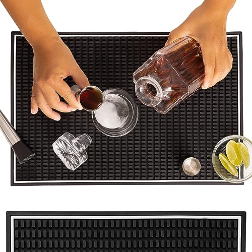 Radical Impact Premium Rubber Bar Mat 18 X 12 1cm Thick Anti-Skid Non-Toxic Rubber Bar Mats for Countertop, Home Bar, Restaurants - Best Bar Spill Mat for You