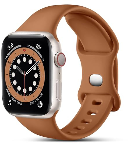 CeMiKa Silicone Bracelet Compatible avec Apple Watch 38mm 40mm 41mm 42mm | Bracelets Silicone Sport de Remplacement Compatible avec iWatch SE SE3 Series 11 10 9 8 7 6 5 4 3 pour Femmes Hommes, Marron