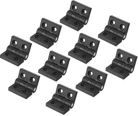 QUARKZMAN 2.2x1.8 Pulgadas Bisagras x 10uds Plástico Plegables Bisagras Extremo Perno para Caja Puerta Ventana Gabinete Armario Guardarropa Baño Edificio, [Negro, Cuadrado Esquina]