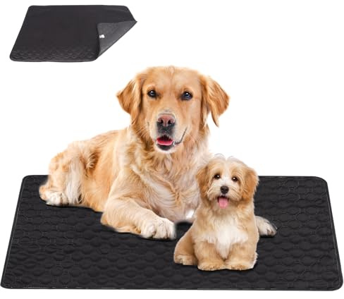 Lollanda Waschbar Welpenunterlagen, Wiederverwendbare Matten für Hunde, Hundematte Bodenschutz Waschbare, Haustier Unterlagen für Drinnen, Draußen, Reisen(70X50CM,Schwarz)