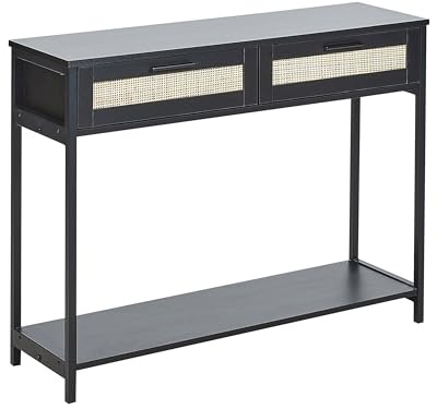 Beliani Console 2 cassetti tavolo MDF Nero Gambe di legno Soggiorno Camera da letto corridoio Nero