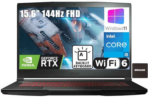 MSI GF63 Delgado 15.6 144Hz FHD Gaming Computadora portátil Intel Hexa-Core i5-11400H (Beat i7-10875H), 32GB DDR4 RAM, 1TB PCIe SSD, GeForce RTX 3050 4G, WiFi6, BT5.1, teclado retroiluminado, Windows