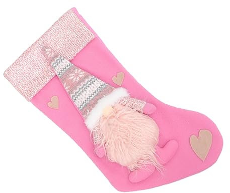 Cabilock 1stk Weihnachtsschmuck Weihnachtstüten Mit Süßigkeiten Geschenktüte Mit 3D-Strumpf Weihnachtssockenverzierungen Gnom Strumpf Kamin Weihnachtsbaum Polyester Rosa