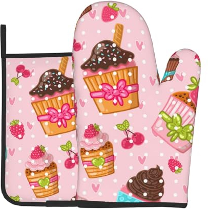 Küche Cupcakes Muffins, Ofenhandschuhe und Topflappen, Kochhandschuhe, hitzebeständige Backhandschuhe
