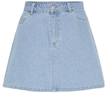PIECES Pcabbi MW Noos Jupe trapèze, Bleu Jeans Clair, XL