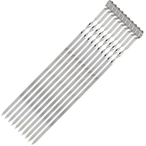 Aganjok Edelstahl V2A Schaschlikaufsatz Grillspieße Spießaufsatz Spießhalter Gestell 470mm 47cm für Gasgrill - Holzkohlgrill (nur 20 Spiesse (ohne Halterung))