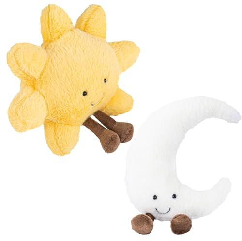 Sun and Moon Plush, Smiling Fun Filled Sun Pillow, 12 Moon and Sunshine Animal Pillow Soft Plush Toy for Children's Birthday Gift (2PCS)
