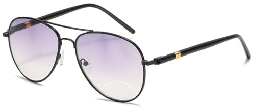 ABETOS Bifokale Lesebrille mit Sonnenbrille Herren Damen Pilot Pilotenbrille mit Lesehilfe Metall Blaulichtfilter Getönt Bifokal Sonnenlesebrille
