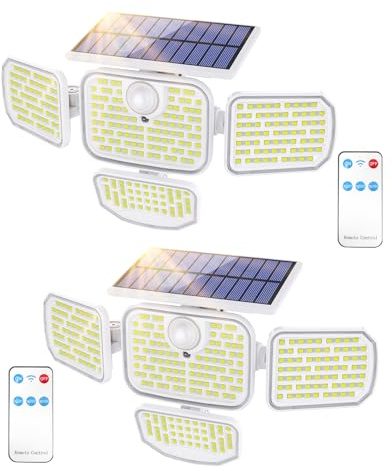 Avatar Controls Solarlampen für Außen mit Bewegungsmelder, 286LED Solar Lampe Outdoor 3 Modi Solarleuchte IP65 Wasserdichte mit Fernbedienung für Garten, Garage, Terrasse, Veranda 2 Stück