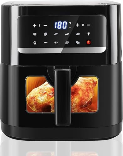 Friggitrice ad Aria Calda da 7L, Emphsism 1700W 7 Litri Friggitrice ad Aria Calda con Finestra di Visualizzazione, Friggitrice ad Aria Calda10 Programmi con Touch Screen