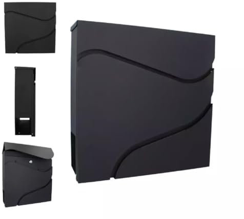 MIKONI Briefkasten Postkasten Zeitungsrolle Wandbriefkasten Schwarz Wandbriefkasten