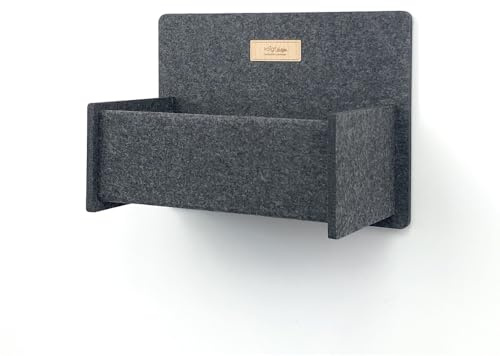 voigtdesign® Hängeregale Allegra aus Filz - Wandregal Wandkorb Aufbewahrungskorb Organizer Schlüsselablage Ablagefächer (Anthrazit meliert, Allegra UNO)