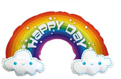 CONVER PARTY, Folienballon Regenbogen, Bunter Helium-Luftballon in Regenbogenform für Kindergeburtstag, Party Deko, Mädchen, Jungen, Mottofeier, Bauernhof, Einhorn-Themen, 99 x 35 Cm