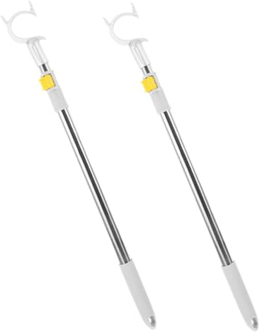 EXQUIMEUBLE 2 Piezas Tenedor Telescópico para Ropa De Acero Inoxidable Ganchos Largos para Colgar Ropa Barra De Armario para Tender Balcón o Patio