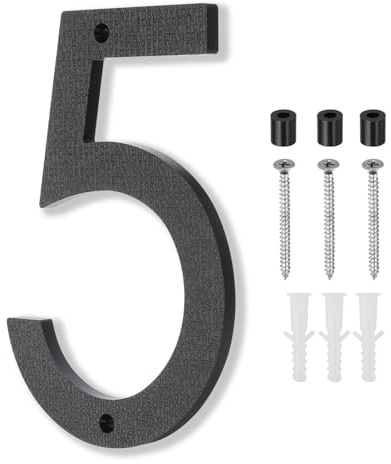 PATIKIL 10 Inch Numéro De Maison, Panneau D'Adresse De Maison Grand Numéro Flottant Moderne Avec Vis Pour Porte Extérieure Mur Rue, Noir, 5
