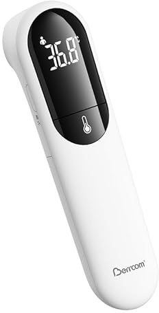 Berrcom Fieberthermometer Kontaktlos Infrarot Stirnthermometer mit Neue Dual-Sonden-Technologie Fieberthermometer für Kinder und Erwachsene mit Sofort Ablesung, Sanfter Vibrationsalarm