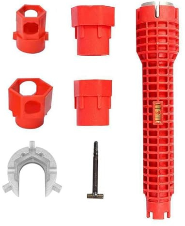 GQunit Tap Spanner Tool, 14-in-1 Multi-Functional Faucet Wrench, Comfortable Grip,Tools Tap Backnut Spanner Set, Anti-Slip, for Sink, Bathroom and Kitchen Plumbing Repair