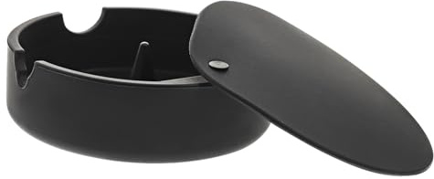 Sosoport Silicona Cenicero Tapa, Diseño Redondo Negro para Escritorio | Resistente al Calor y Lavable, Acabado Decorativo, Ayuda a Mantener el Salón Limpio