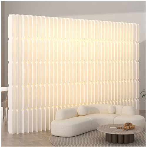 Aeovot Trennwand Raumteiler - Modern Paravent Raumteiler Innen Ohne Bohren, Faltbar Beweglich Raumtrenner mit Led, Separator Room Divider Wall für Wohn-/Schlafzimmer/Büro