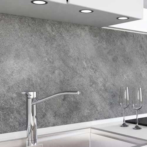 danario Rivestimento Paraschizzi Cucina Adesivo da Parete I Effetto Opaco I Spesso e Rigido I Ignifugo e Resistente all'Acqua I 0,40 mm I Pietra Grigia – 60 cm x 80 cm
