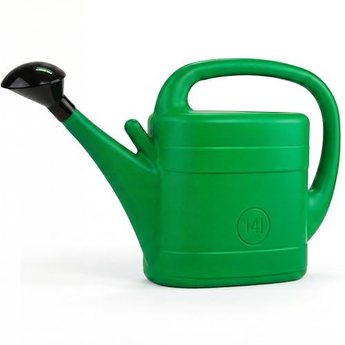 DIKEL Gießkanne 14L mit Abnehmbarer Brause - Robuste Gartengießkanne aus Kunststoff - Blumenkanne mit Literskala für Garten und Haus - Ideal zur Blumenbewässerung und Pflanzenpflege - Grün