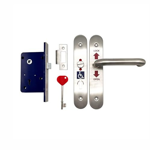 Disabled Toilet Radar Lock & Handle Set with Key – National Key Scheme (NKS) Bathroom Door Lock – Reversible Disabled Toilet Lockset – Compatible with All Radar Keys – Public Accessible Toilet Lock