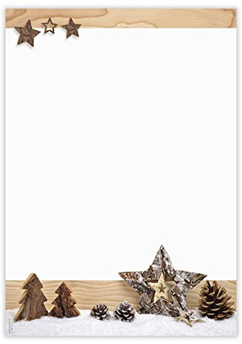 Weihnachtspapier Holz im Schnee WB760 – 100 Blatt Briefpapier – Hochwertiges Druckerpapier Weihnachtsgrüße, Einladungen, Briefe – Geeignet für Laser-, Inkjetdrucker & Kopierer – Designpapier 90 g/m²