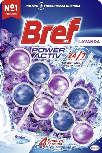 Bref WC Power Activ Lavanda, Detergente Profumatore in Pastiglie Igienizzante Bagno, Pulito, Fresco, 1 Confezione da 2 Pezzi