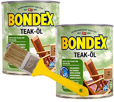 Bondex Teaköl in teak Hartholzöl Holzöl Holzschutzöl 1,5L + Pinsel