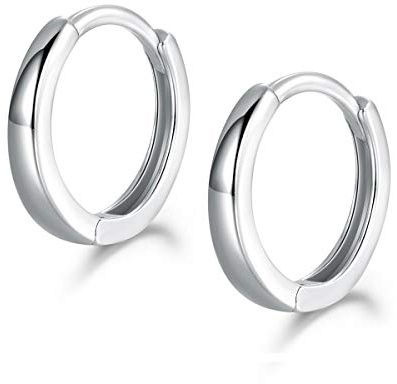 Shuxin Creolen Ohrringe, 925 Sterling Silber Glänzend Creolen für Damen/Herren, Durchmesser 13 mm Klein Schlafen Kreolen, Kommt in Schmuck Geschenk Box